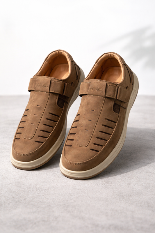 Flexible Men's suede leather Olive colour sandals