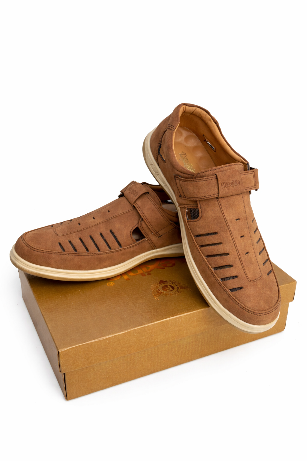 Flexible Men's Suede leather Mustard sandals