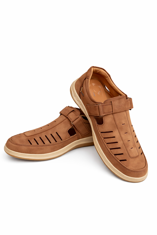 Flexible Men's Suede leather Mustard sandals
