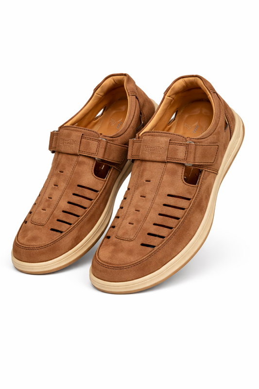 Flexible Men's Suede leather Mustard sandals