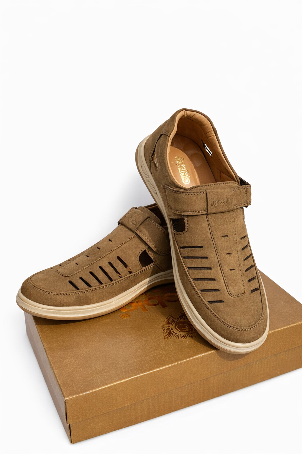 Flexible Men's suede leather Olive colour sandals