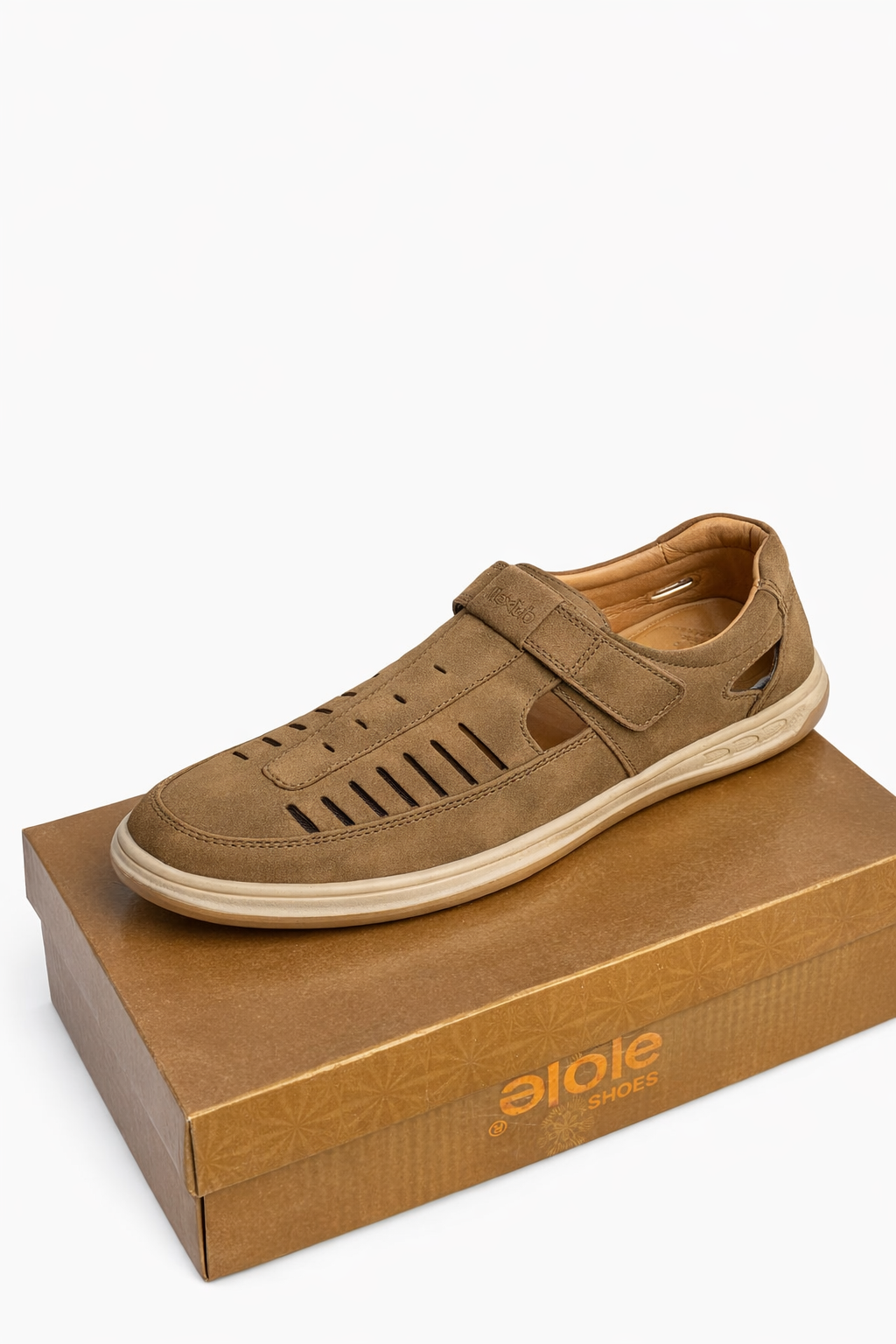 Flexible Men's suede leather Olive colour sandals